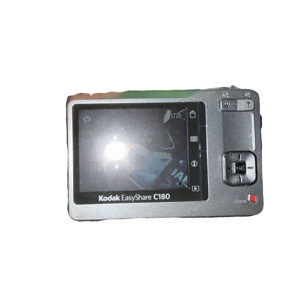 Kodak EasyShare C180 10.2MP Digital Camera Silver Case Cord Manual Tested